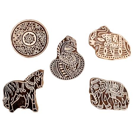 Set of 5 Piece New Mix Wooden Printing Block